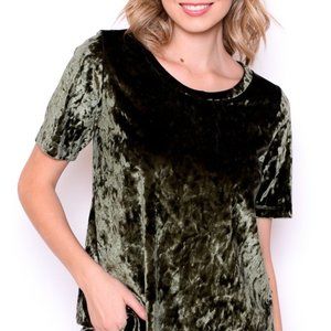 Chris & Carol Gray Green Top Women Sz S